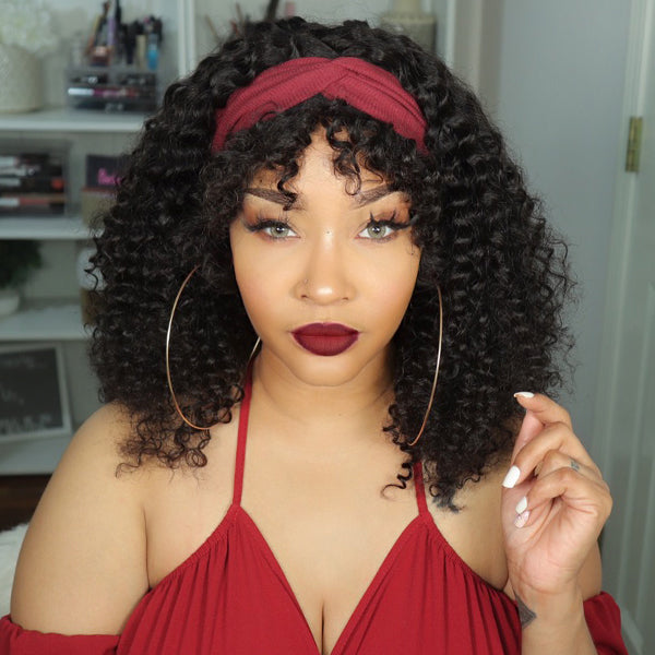 Throw On & Go Deep Wave No Lace Glueless Long Headband Wig 100% Human Hair  - US Only-01
