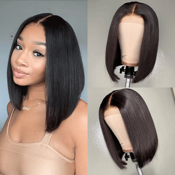 Luvme Hair glueless silky blunt cut 4x4 closure bob wig, beginner-friendly and upgraded 2.0 style, shown on a mannequin.