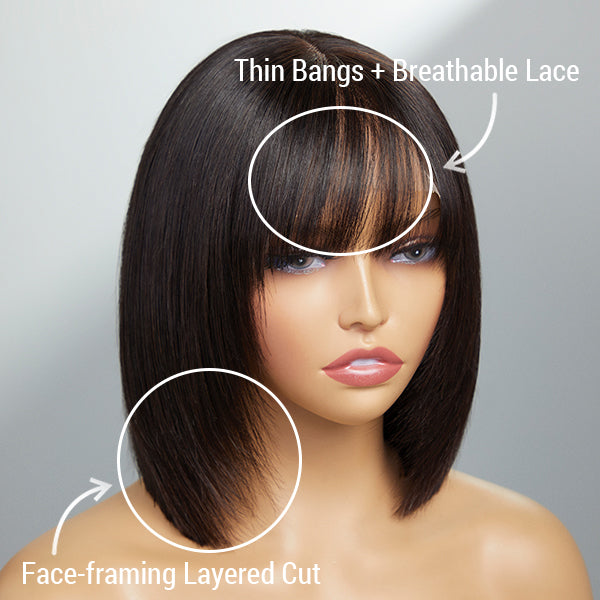 Trendy Short Cut Bob Wig With Bangs | Beginner Friendly-05