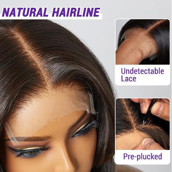 Natural Black Handcraft Layered 5x5 Closure HD Lace Glueless Short Wig | Large & Small Cap Size-03