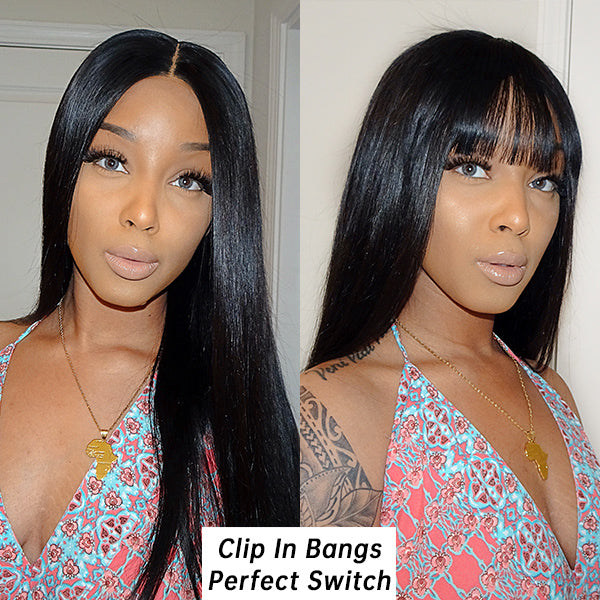 100% Real Human Hair Clip in Bangs Human Hair Extensions-04
