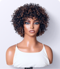 Throw On & Go Brown Highlight Short Curly with Bangs Wig Ultra Comfort Cotton Cap Glueless Hair Loss Friendly Wig-01