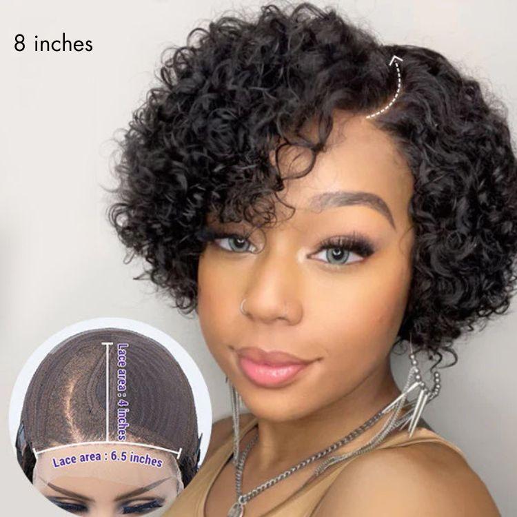 Weekly Special | Trendy Short Cut Curly Minimalist HD Lace Glueless Side Part Wig 100% Human Hair-05