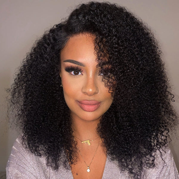 Luvme Afro Curly 13x4 HD Lace Frontal Wig with undetectable invisible lace and glueless design, showcasing natural kinky curly hair.