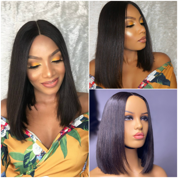 High Density Kim K 2x6 Closure Lace Bob Wig 100% Human Hair-03