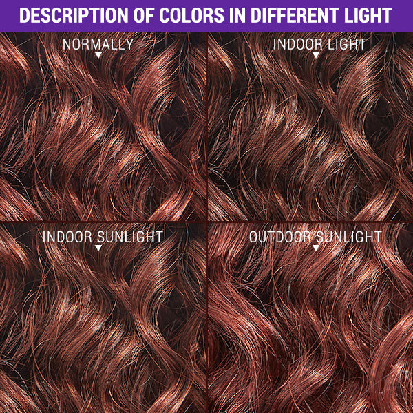 Reddish Brown Water Wave 4x4 Closure Lace Glueless C Part Short Wig 100% Human Hair - US ONLY-04