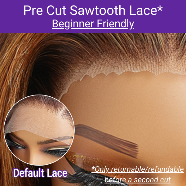 Luvme Toffee Brown Mix Blonde 4x4 Closure Lace Glueless C Part Short Human Hair Wig, new pre-cut lace, natural look.