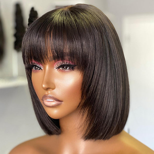 Trendy Short Cut Bob Wig With Bangs | Beginner Friendly-04