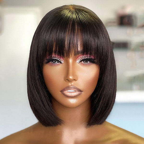 Trendy Short Cut Bob Wig With Bangs | Beginner Friendly-06