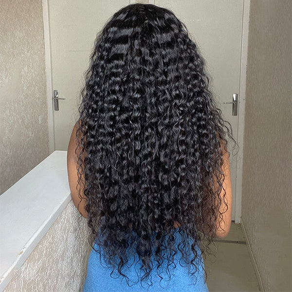 Luvme 13x4 frontal wig with water wave long human hair, HD lace, free part style, natural-looking and stylish.