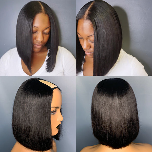Quick & Easy Affordable U Part Bob Wig 100% Human Hair  - US Only-01