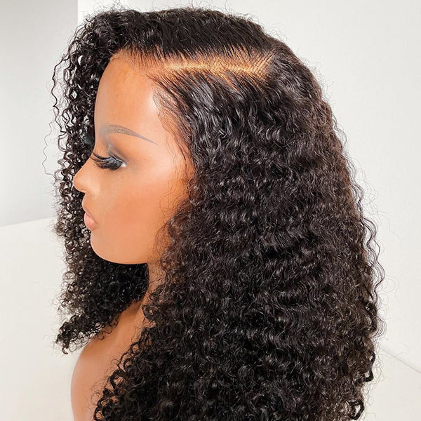 Luvme Afro curly 13x4 lace frontal wig with invisible HD lace, glueless, undetectable natural hairline, full volume curly texture