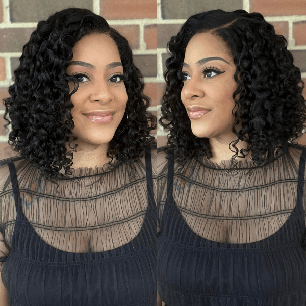 4C Edges | Kinky Edges Deep Wave 5x5 Closure Lace Glueless C Part Short Wig 100% Human Hair