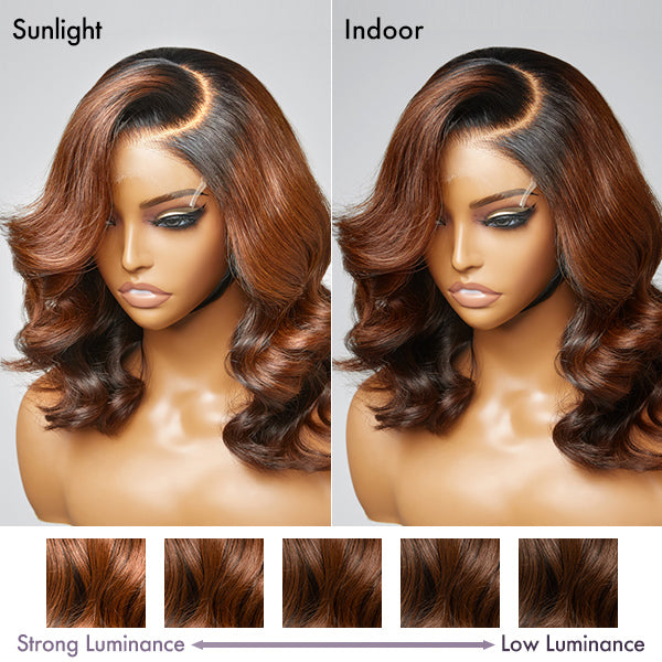 Limited Design | Ombre Brown C Part Loose Wave Glueless 5x5 Closure Undetectable HD Lace Wig 100% Virgin Human Hair