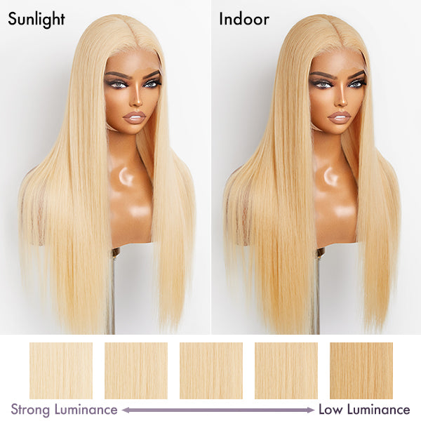 【18 inches = $229.9】Easily Redyed 613 Silky Straight 5x5 Closure HD Lace Glueless Mid Part Long Wig 100% Human Hair