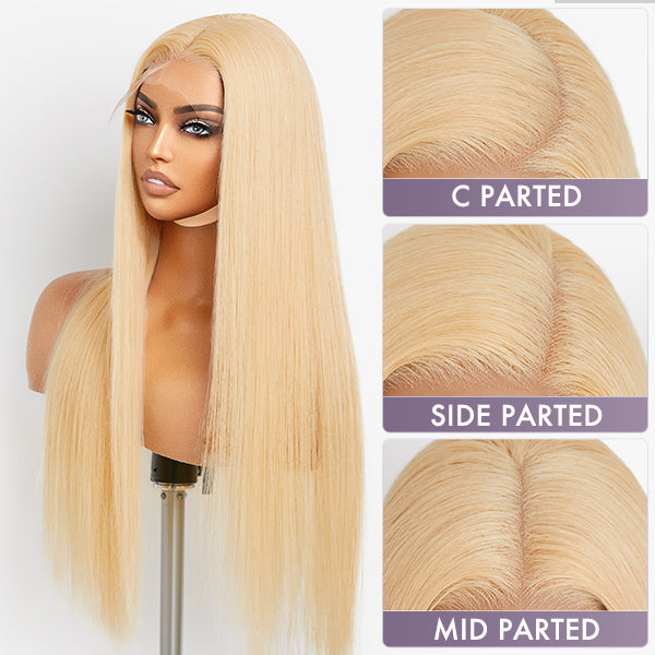 【18 inches = $229.9】Easily Redyed 613 Silky Straight 5x5 Closure HD Lace Glueless Mid Part Long Wig 100% Human Hair