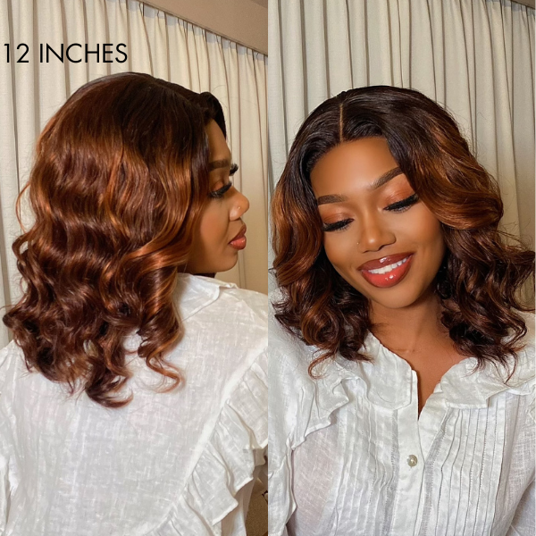 Short Brown Glueless Wig with Highlight – Luvme Hair