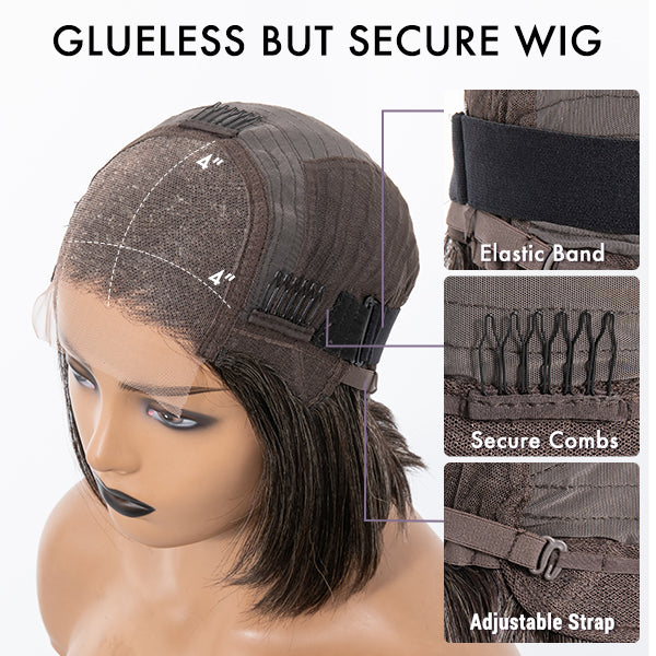 Limited Design | Salt & Pepper Side Part Bob Style Glueless 4x4 Closure Lace Wig