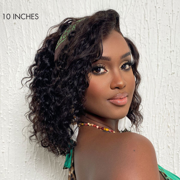 Water Wave C Parted Glueless Undetectable Minimalist Lace Wig With Bangs