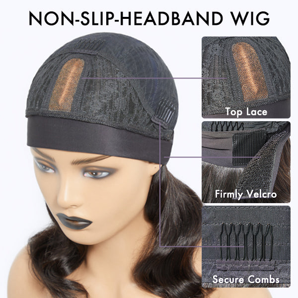 Loose Wave Glueless Mid Part Headband Long Wig With Top Lace 100% Human Hair (Get Free Trendy Headbands)