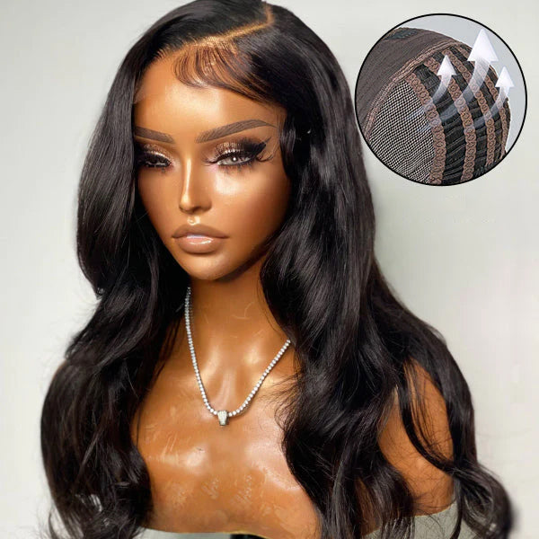 Breathable Cap Loose Body Wave 5x5 Plus HD Lace Mid Part Long Wig 100% Human Hair