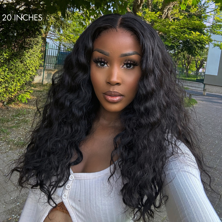 Easy-curly Beginner Friendly Pre-bleached Mid Part Glueless 5x5 Closure Lace Wig