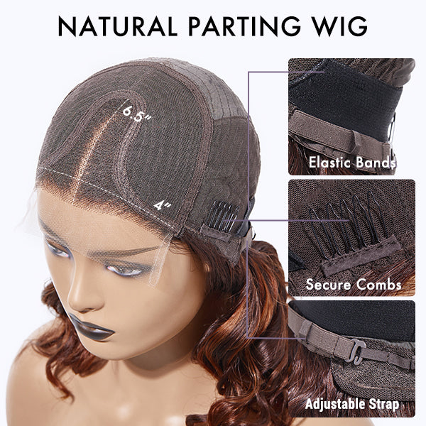 Points Rewards | Dark Plum Loose Wave Minimalist HD Lace Glueless Mid Part Short Wig 100% Human Hair