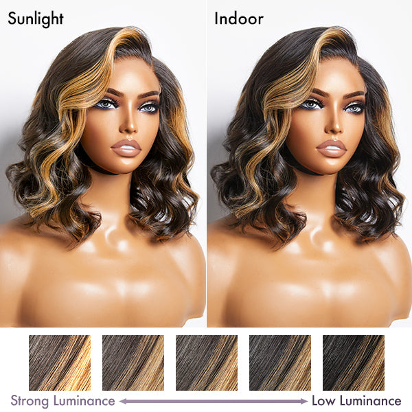 Luvme Hair Blonde Mix Loose Wave 5x5 Closure HD Lace Glueless Side Part Short Wig 100% Human Hair