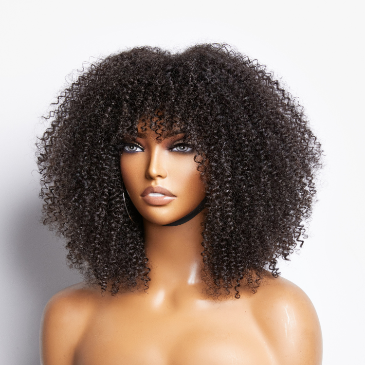 Ready To Go Bouncy Jerry Curl Glueless Minimalist Lace Wig With Bangs