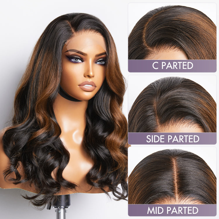 Trendy Brown With Black Peekaboo Loose Wave Glueless 5x5 Closure Lace Wig