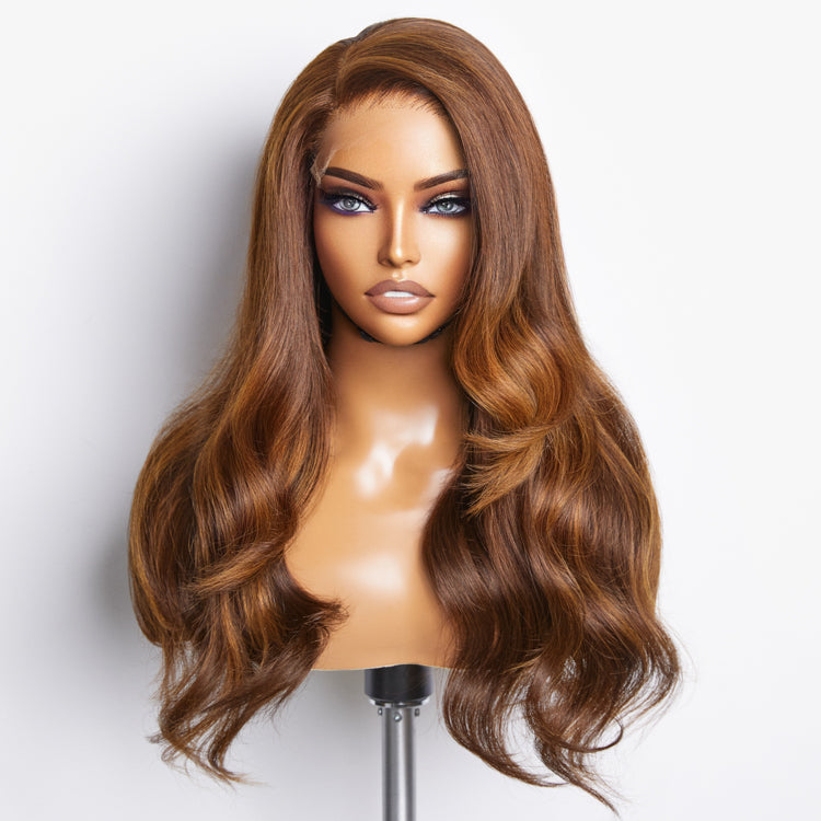 Limited Design | Bronze Brown Highlight Layered Cut Loose Wave Glueless 5x5 Closure HD Lace Wig