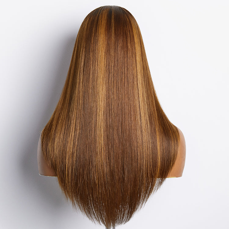 Limited Design | Layered Cut Brown Mix Blonde Glueless 5x5 Closure Lace Wig 3 Cap Sizes