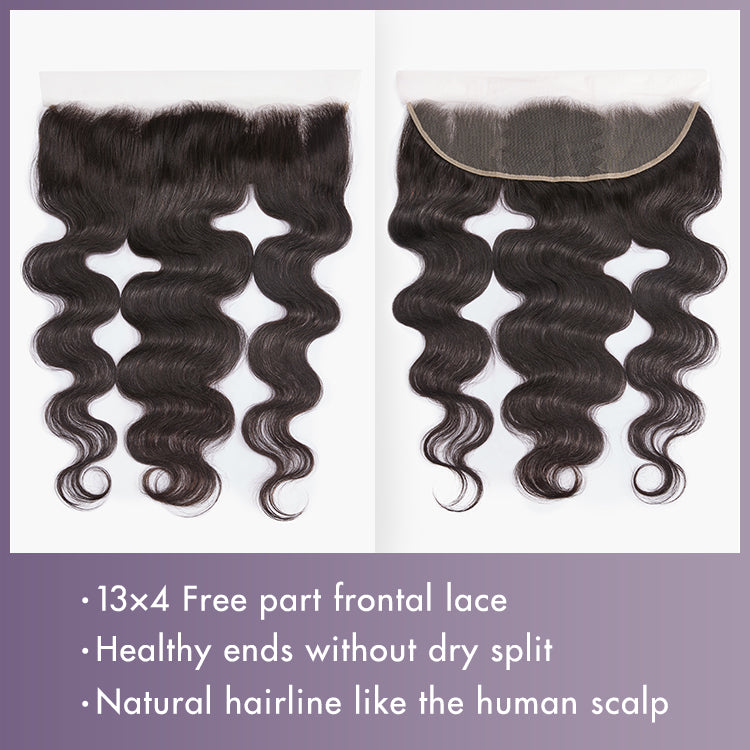 Body Wave 13x4 Lace Frontal with 3 Bundles 100% Human Hair