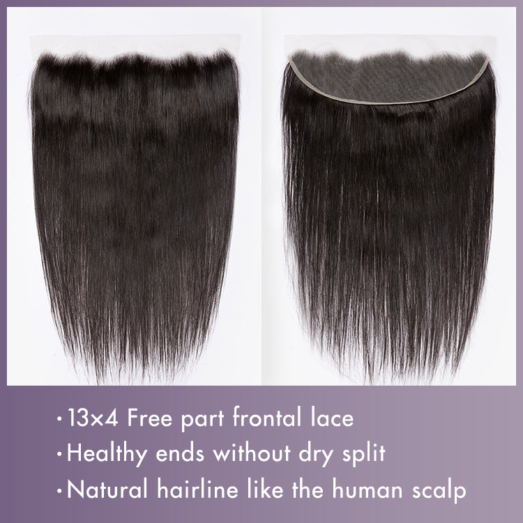 Silky Straight 13x4 Frontal Lace With 3 Bundles Proportioning length set 100% Human Hair