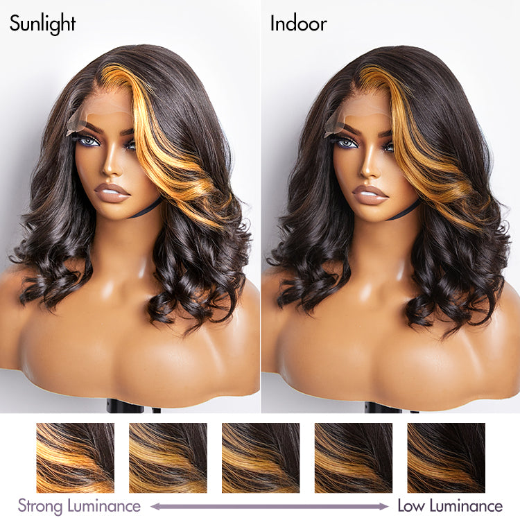 Face-Framing Blonde Highlights C Part Loose Wave Glueless 5x5