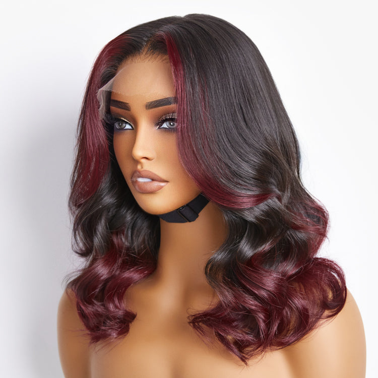 Limited Design | Dark Red Highlight Loose Wave Glueless 5x5 Closure HD Lace Wig