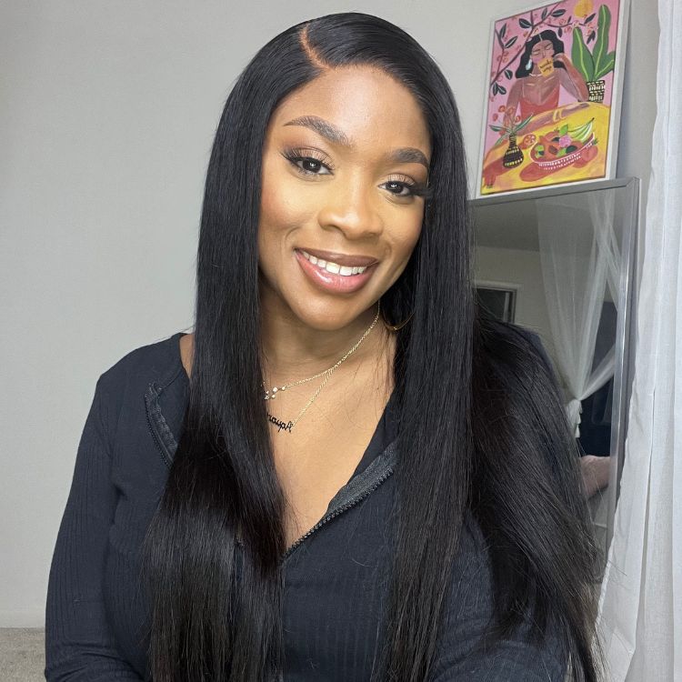 Classic Natural Black Silky Straigtht 13x4 Frontal Lace Wig Limited Sale