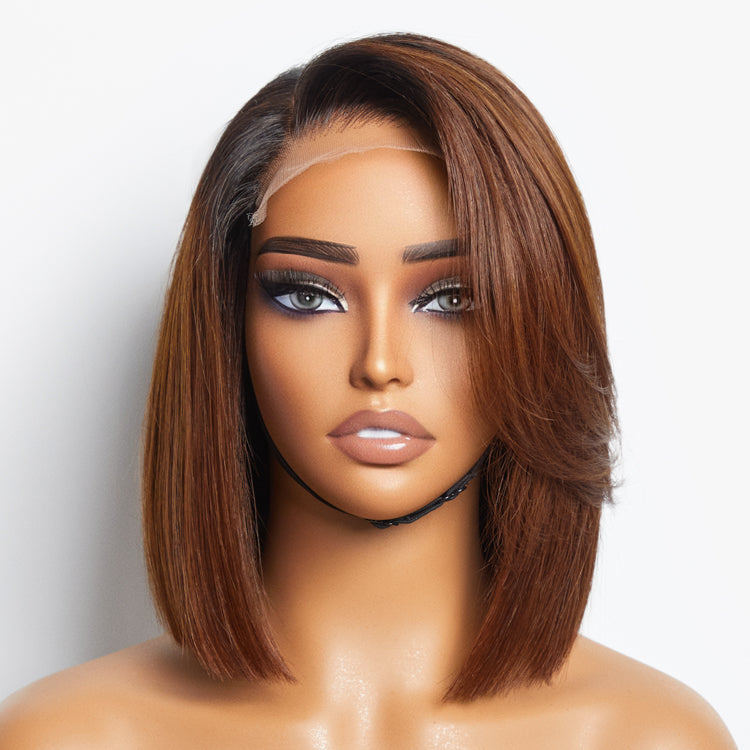 Limited Design | Ombre Blonde Blunt Cut Silky Straight Glueless 5x5 Closure Lace Bob Wig
