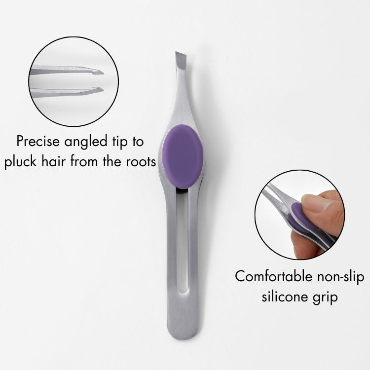 1pc Professional Tweezers Non-Slip Silicone Grip for Hair plucking