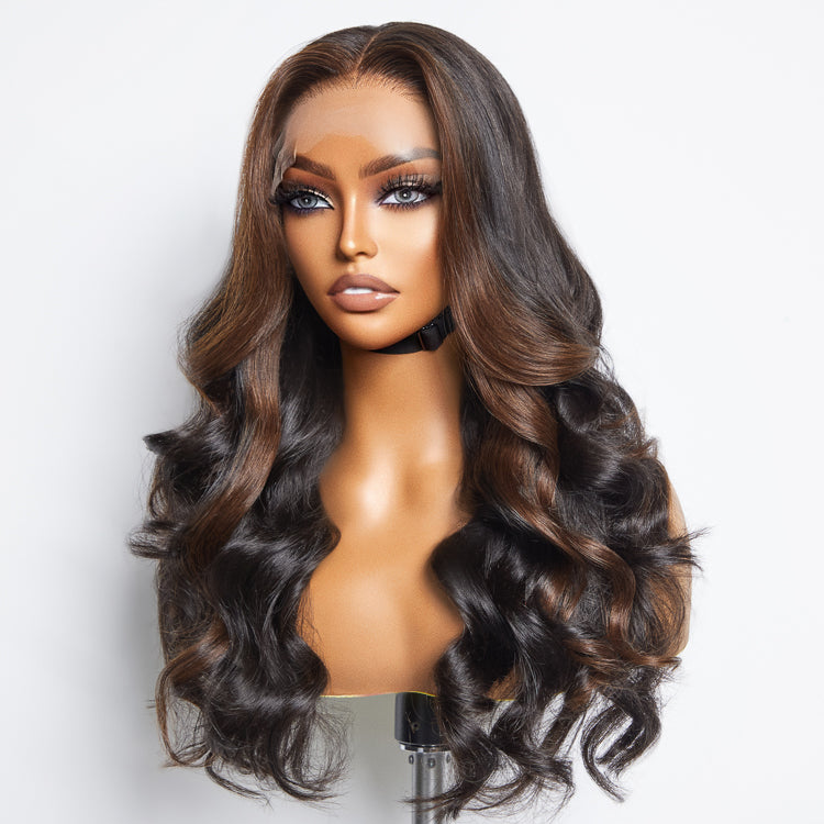 Special Deal | Classic and Chic Brown Highlights Loose Body Wave Glueless 5x5 Closure Lace Wig
