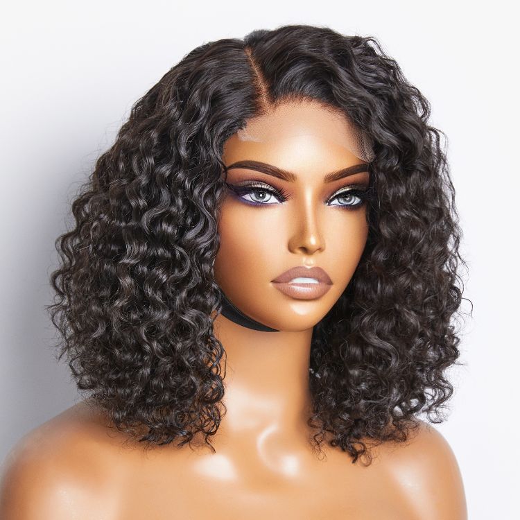 Wet And Wavy | Water Wave 4x4 Closure Lace Glueless Side Part Short Wig 100% Human Hair