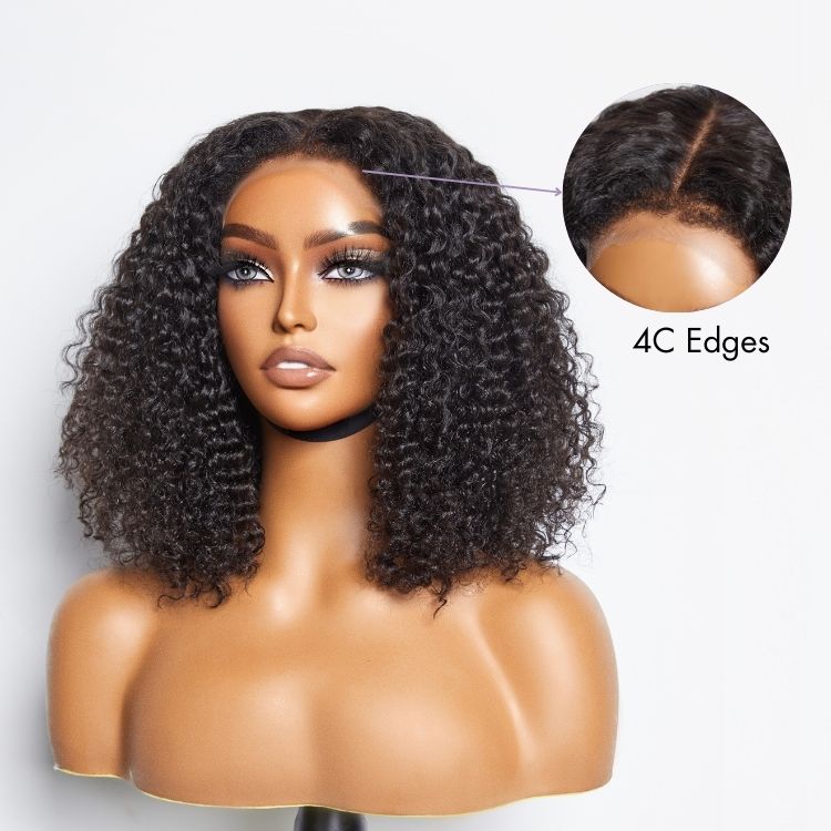 Breathable Cap Kinky Curly Glueless 5x5 Closure HD Lace Wig Ready To Go