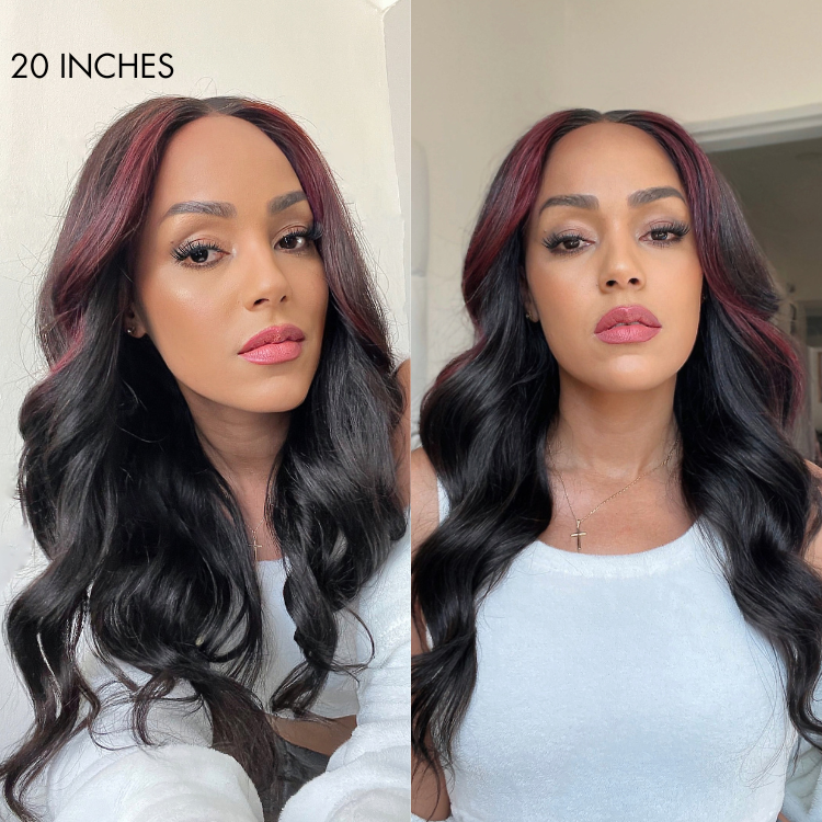 Luvme Hair 180% Density | Elegant Burgundy Highlight Layered Cut Loose Body Wave 5x5 Closure Undetectable HD Lace Wig