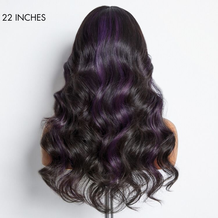 Limited Design | Purple Highlights Mid Part Loose Wave Glueless 5x5 Closure HD Lace Wig