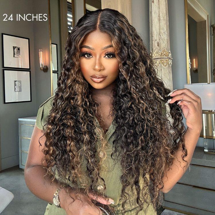 Luvme 5x5 closure wig with natural black hair, styled smoothly, showcasing the wig's lace closure and full hair coverage.