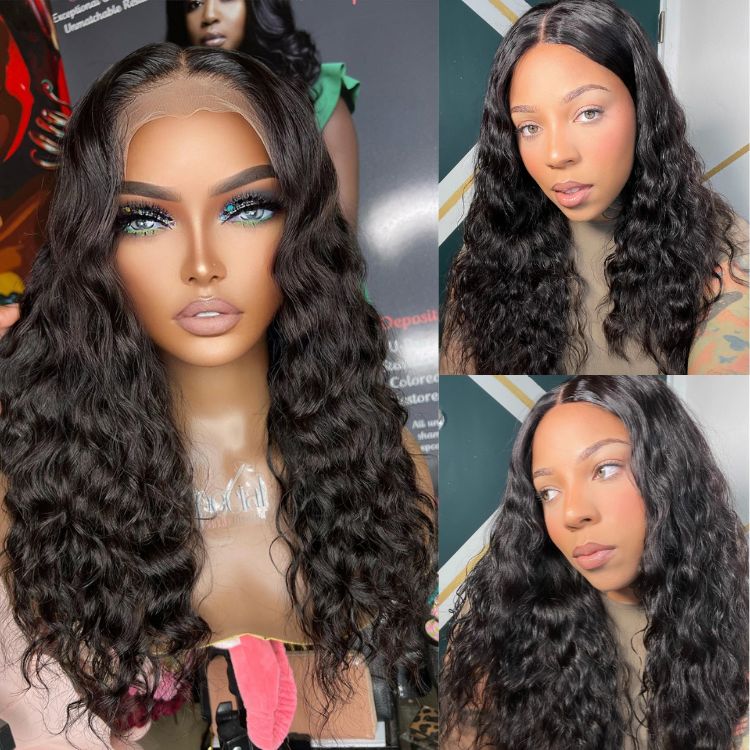 Easy-curly Beginner Friendly Pre-bleached Mid Part Glueless 5x5 Closure Lace Wig
