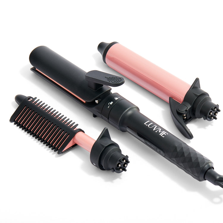 3 in 1 Instant Heating Curling Iron Set with Interchangeable Straightener for All Hair Types