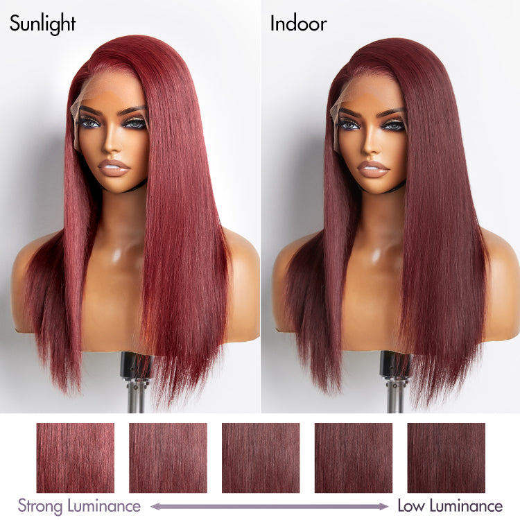 Reddish Bronze C Part Multiplicity Styling Straight Glueless 13x6 Frontal Lace Ear-to-ear Wig
