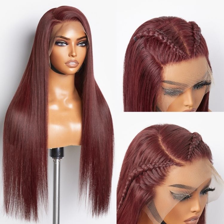 Reddish Bronze C Part Multiplicity Styling Straight 13x6 Frontal Lace Ear-to-ear Wig
