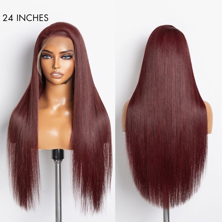Reddish Bronze C Part Multiplicity Styling Straight Glueless 13x6 Frontal Lace Ear-to-ear Wig